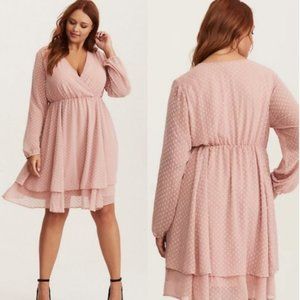 Size 4 Torrid Blush Pink Long Sleeve Dress